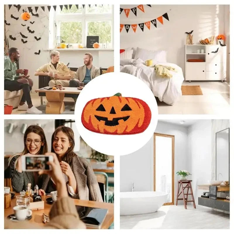 Ihomed Halloween Pumpkins Floor Door Mats Waterproof Kitchen Flannel Carpets Hallway Rugs Bedroom Bathroom Non-Slip Entrance Doormat