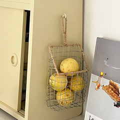 Ihomed Nordic Hanging Storage Basket Handmade Metal Organizer Kitchen Tablewares Small Stuff Snacks Support Home Room Decor Accessories