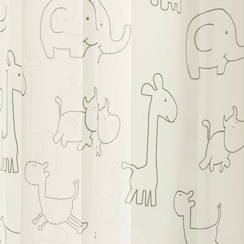 Ihomed Cute Cartoon Children's Bedroom Curtains Black White Minimalist Living Room Decoration Window Screen Animal Blackout Curtain IG