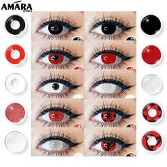 Ihomed 2pcs Halloween Color Contact Lenses for Eyes Cosplay Eyes Lens White Black Multicolored Lenses Yearly Beautiful Pupil