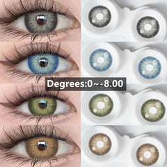 Ihomed 1Pair Myopia Lenses Colored Contact Lenses for Eyes Natural Brown Eyes Contact Lenses With Diopters Fashion Blue Lenses