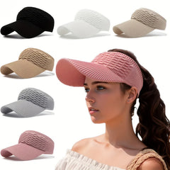 Ihomed 1pc Women Anti-UV Sun Hats Breathable Adjustable Empty Top Visor Caps for Tennis Golf Running Travel Beach Sport Outdoor Hat