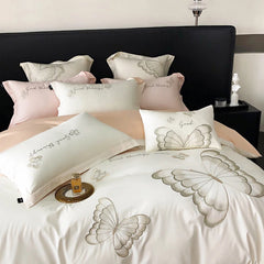 Ihomed Long staple cotton bed linen Embroidered Comforter bedding set stitch bed cover set quilt duvet cover bed sheets set Pillow case