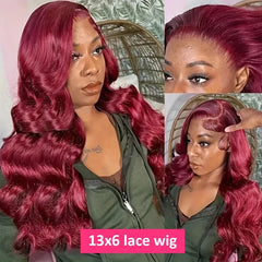 Ihomed Body Wave 13x6 Hd Lace Frontal Wigs 99j Burgundy Lace Front Human Hair Wig For Women 13x4 Transparent Lace Colored Wigs 36 Inch