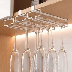 Ihomed Hanging Punch-free Wine Glass Holder Household Under Cabinet Champagne Glass Storage Rack Shelf Kitchen Multi-purpose Organizer