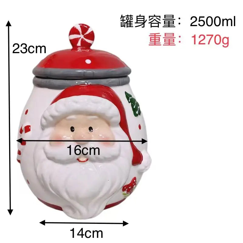 Ihomed Santa Claus Ceramic Jars Storage Candy Jars Handmade Painted Makeup Teapot Christmas Decorations Home Decor Kitchen Acceesories