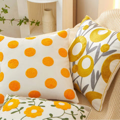 Ihomed Sweet Flower Embroidery Pillow Cover Sofa Back Cushion Covers Simple Throw Square Pillowcase Home Decoration Living Room 45X45