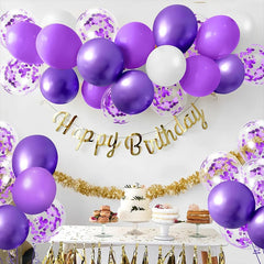 Ihomed 42pcs 12inch Purple Confetti Latex Balloons Happy Birthday Party Decorations Kids Boy Girl Adult Wedding Mermaid Globos Supplies