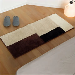 Ihomed Plaid Stripe Long Carpet Soft Plush Cashmere Bedside Blanket Rug Tufted Anti-Slip Plush  Floor Mat Entrance Bedroom Table Mat