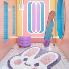 Ihomed Cute Ins Cartoon Carpet For Children's Room Girl Bedroom Bedside Rug Rabbit Entrance Doormat Bathroom Floor Mat Kawaii Home Deco