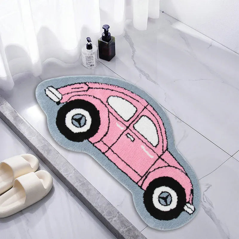 Ihomed Irregular Cartoon Cute Car Pattern Rugs Decor Kids Room Bedside Rug Soft High-Quality Flocking 50x100cm Carpet Floor Mat