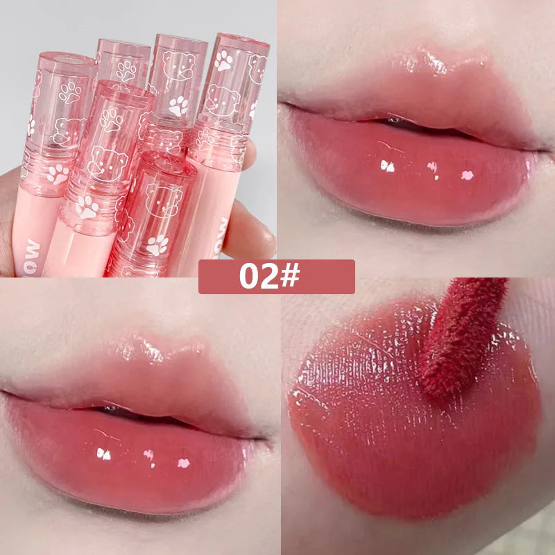 Ihomed Cute Bear Velvet Lip Gloss Girl's Matte Lip Glaze Waterproof Lasting Transparent Red-brown Lip Mud Korean Makeup Liquid Lipstick