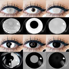 Ihomed Halloween 1 Pair Colored Contact Lenses For Eyes White Lenses Black Lens Anime Cosplay Contact Lens Beauty Makeup Lens