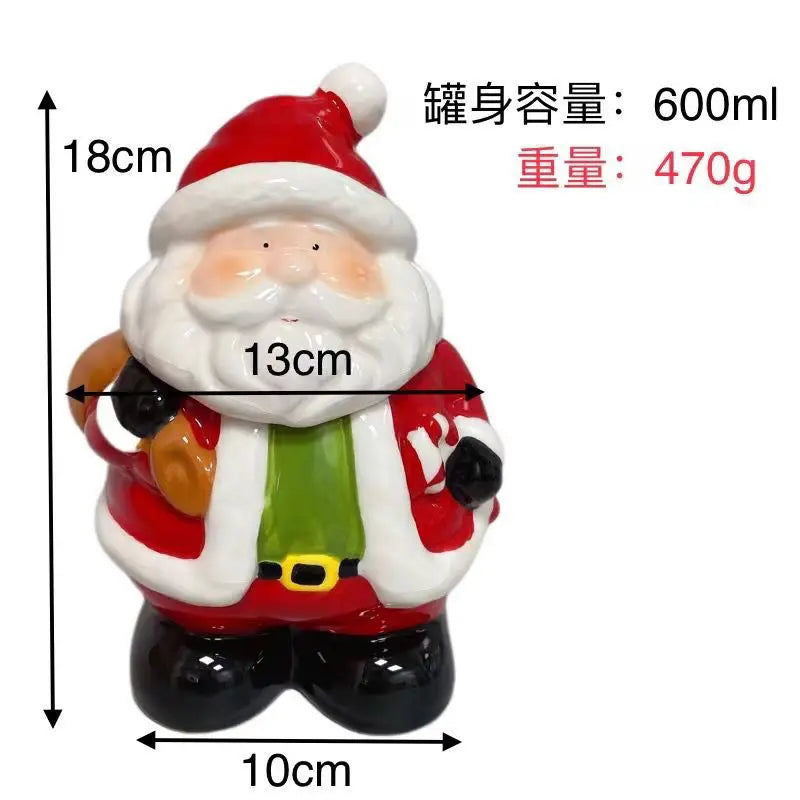 Ihomed Santa Claus Ceramic Jars Storage Candy Jars Handmade Painted Makeup Teapot Christmas Decorations Home Decor Kitchen Acceesories