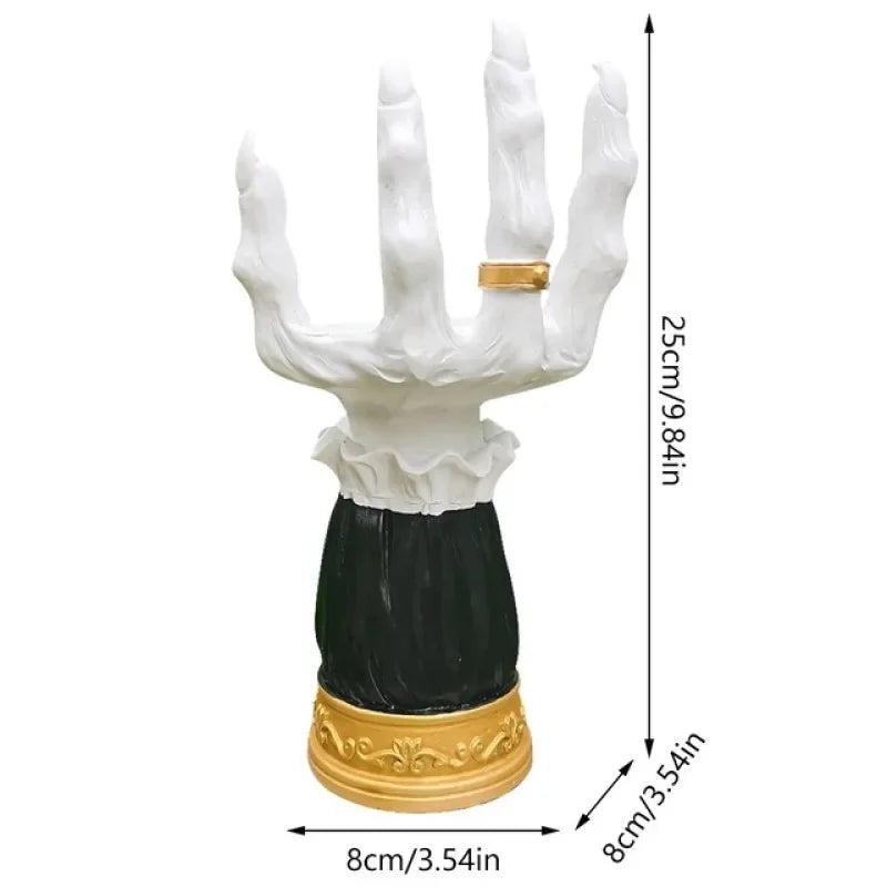 Ihomed Halloween Decoration Witch Hand Candlestick Resin Table Candle Stick Gothic Home Decoration Scary Devil Palm Devil Hand ornament