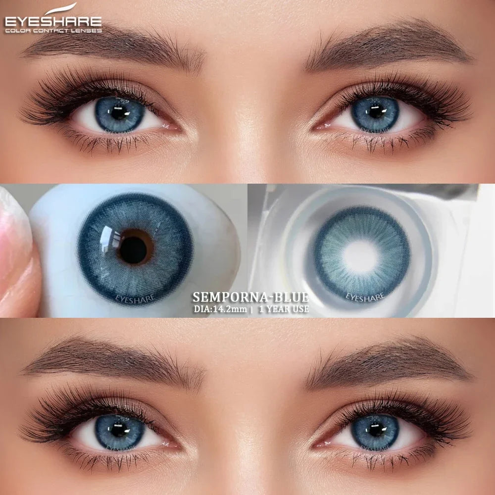 Ihomed Fashion Blue Contact Lenses 1 Pair Color Contacts Lenses for Eyes Natural Colored Pupils for Eye Yearly Green Contacts