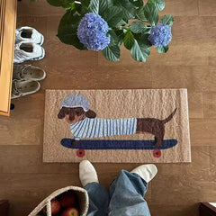 Ihomed PVC Dachshund Doormat Cuttable House Entrance Welcome Mat Rug Carpet Anti Dust Pad Outdoor Aesthetic Home Room Decor 40x80cm