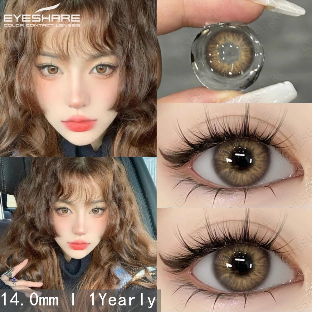 Ihomed 2 pcs/pair New Color Contact Lenses for Eyes Green Contact Lenses Colorful Fashion Gray Contact Yearly Brown Eye Lenses