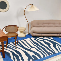 Ihomed Zebra Striped Living Room Large Area Carpets Irregular Bedroom Carpet Blue Anti-slip Balcony Rugs Fluffy Soft Cloakroom Rug 양탄자