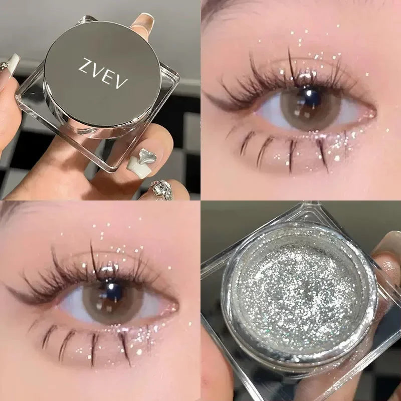 Ihomed Metallic Eyeshadow Palette Gel Texture Diamond Smoky Monochrome Glitter Body Highlighter Powder Cream Brighten Shiny Eyes Makeup