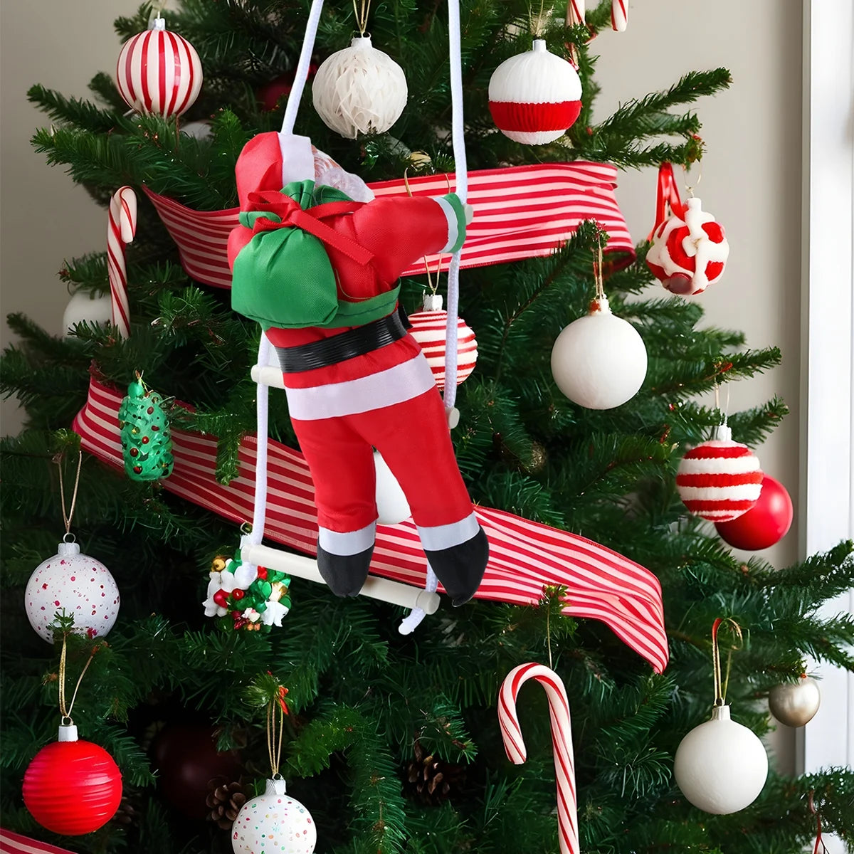 Ihomed Santa Claus Climbing Ladder Pendant Merry Christmas Decoration For Home 2024 Navidad Cristmas Tree Ornament 2025 New Year Gift