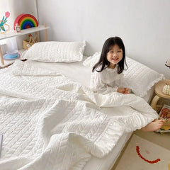 Ihomed Korean Style Quilted Summer Quilt Blanket Lightweight Cooling Air-conditioning Comforter Quilt Soft Thin Quilt Machine Washable