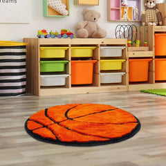 Ihomed Orange Basketball Rug Fun Accent Game Room Rug Accent Rug Fun Basketball Game Room Decor Non-slip Home Carpet Gifts