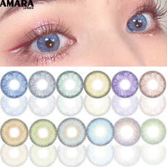 Ihomed Colored Lenses 1Pair Natural Eye Color Lens GEM Contact Lenses For Eyes Contacts Yearly Color Contact Lenses Blue