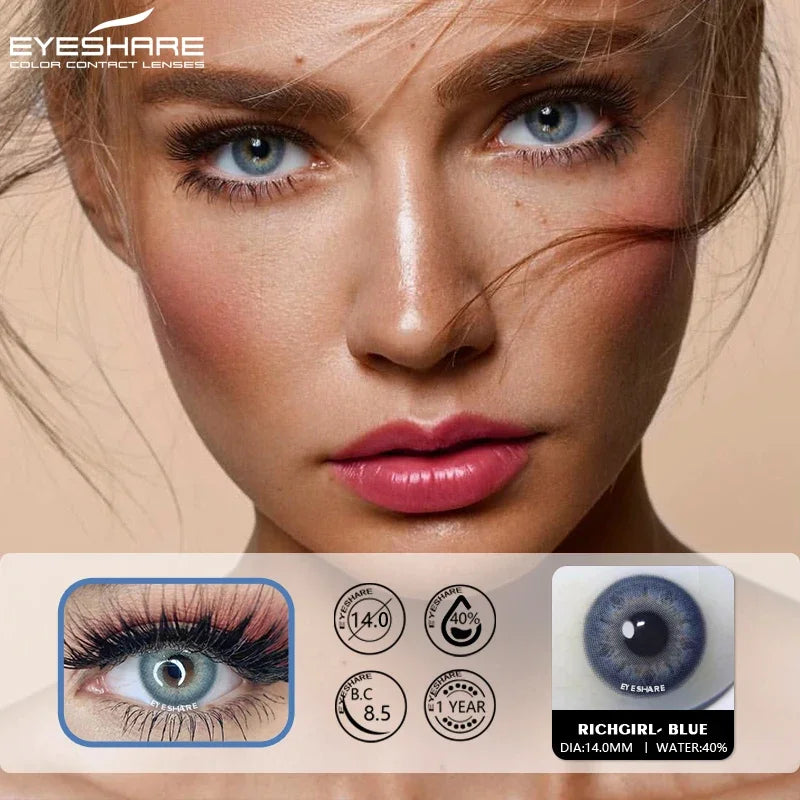 Ihomed Natural Color Lens Eyes 2pcs Color Contact Lenses For Eye Blue Beauty Contact Lenses Eye Yearly Cosmetic Color Lens