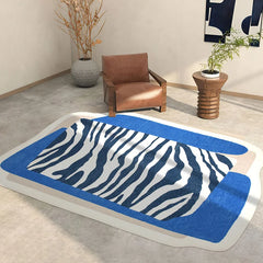 Ihomed Zebra Striped Living Room Large Area Carpets Irregular Bedroom Carpet Blue Anti-slip Balcony Rugs Fluffy Soft Cloakroom Rug 양탄자