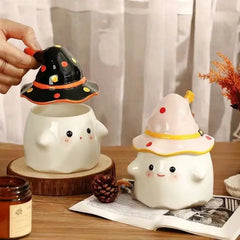 Ihomed Halloween Birthday Gift Mug Quirky Cute Ceramic Cup With Lid Creative Couple Water Cup Souvenir For Girls Kitchen Acceesories