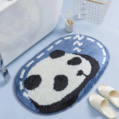 Ihomed Cartoon Tufted Carpet Oval-Shaped Household Anti-Dirty Rug Bathroom Absorbent Non-Slip Mat