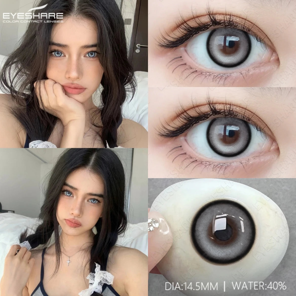 Ihomed 1Pair Natural Color Contact Lenses for Eyes Fashion Blue Eyes Contacts Lenses Yearly Gray Korean Contacts Lenses