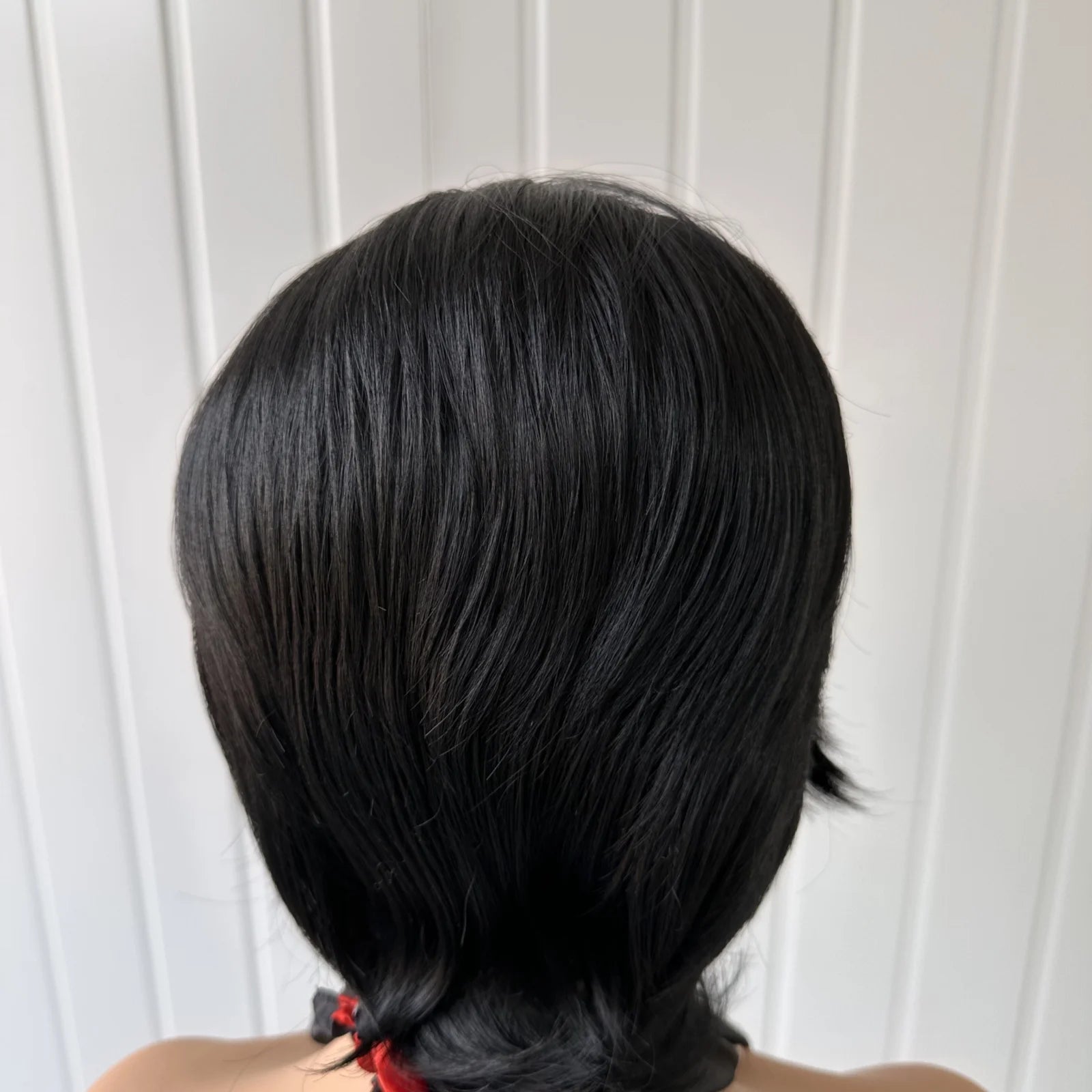 Ihomed Pixie Cut Wig Jet Black Straight Short Cut Bob Synthetic Lace Front Wig Glueless Layered Hair Frontal Lace Wigs for Women