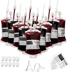 Ihomed 10pcs/lot 350ml Halloween Blood Bag For Drinks PVC Drink Pouches Vampire Theme Party Props Horror Halloween Party Accessories