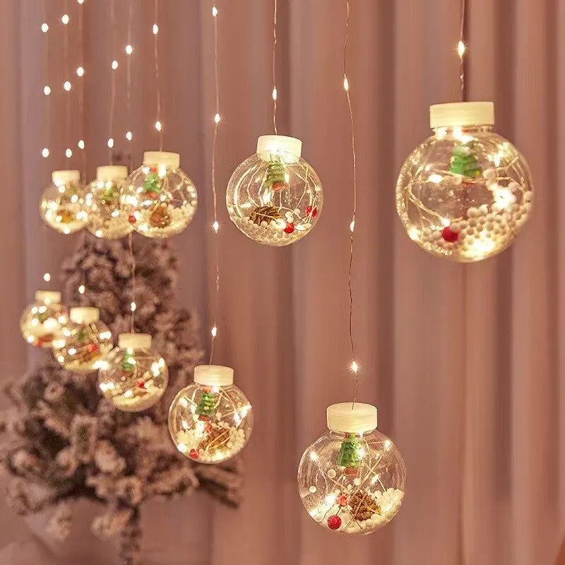 Ihomed Christmas Wish Ball LED Fairy Curtain Light String Wedding Holiday Garland Lamp for Home Room Party Decoration Navidad