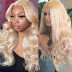 Ihomed Blonde Wig Loose Body Wave Synthetic Lace Front Wig Glueless Natural Hairline Blond Long Curly Hair Frontal Wigs for Women