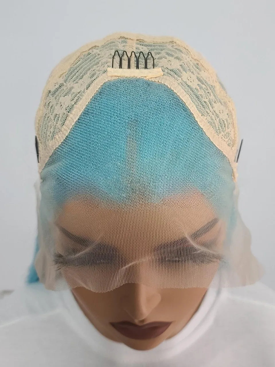 Ihomed Blue Wig Long Straight Synthetic Lace Front Wig Glueless Ready to Wear Cosplay Party Light Blue Hair Lace Frontal Wigs for Women