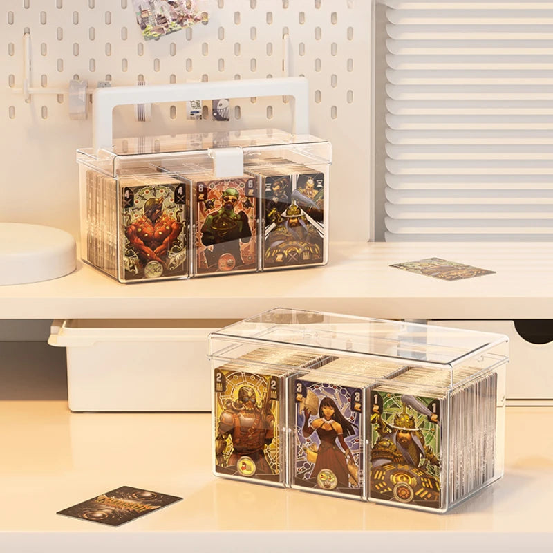 Ihomed Clear Acrylic Card Storage Box Organizer Rack Dustproof with Cover Large Capacity Card Storage Box for Anime Cardboard Hard Case