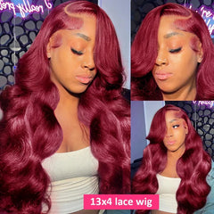 Ihomed Body Wave 13x6 Hd Lace Frontal Wigs 99j Burgundy Lace Front Human Hair Wig For Women 13x4 Transparent Lace Colored Wigs 36 Inch