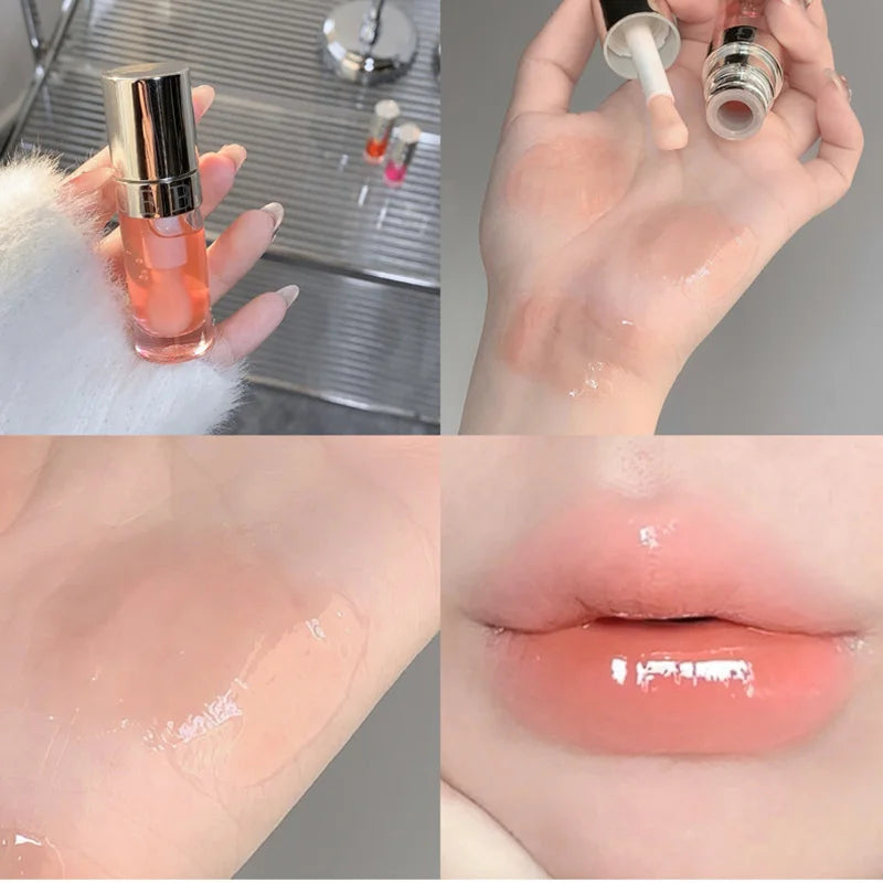 Ihomed Mirror Water Glossy Lip Gloss Lasting Moisturizing Jelly Liquid Lipstick Waterproof Transparent Colored Korean Makeup Cosmetics