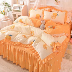 Ihomed Fruit Bedding Sets Bed Skirt Set Duvet Cover Double Full Queen Quilt Cover Bedclothes Bed Linen Avocado Duvet Cover Sets