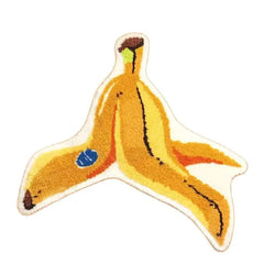 Ihomed Tufting Banana Peel Bedroom Rug Soft Cartoon Food Pad Living Room Carpet Anti-slip Hallway Mat Funny Home Nursery Decor 92x100cm