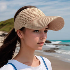 Ihomed 1pc Women Anti-UV Sun Hats Breathable Adjustable Empty Top Visor Caps for Tennis Golf Running Travel Beach Sport Outdoor Hat