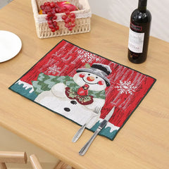 Ihomed Christmas Placemat Dining Mat Jacquard Insulation Kitchen Table Decoration Home Restaurant Western Food Mat Christmas Supplies