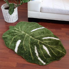 Ihomed Monstera Leaf Rugs for Bedroom Aesthetic Minimalist Home Decor Housewarming Handmade Gift Soft Kitchen Decor Bathroom Rug