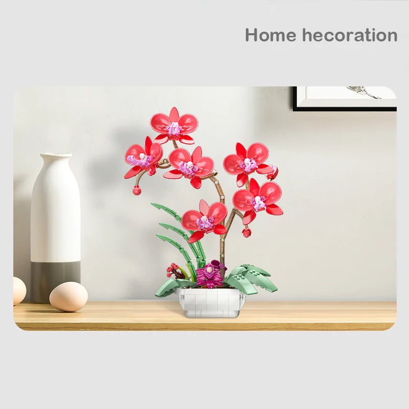 Ihomed Creative Bouquet Orchid Flowers Building Blocks City Romantic Home Decoration Diy Friends Bricks Toys For Children Girls Gifts