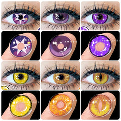 Ihomed Yellow Contact Lenses for Eyes 2pcs Anime Cosplay Colored Lenses Purple Crazy Halloween Lenses Contact Lens Beauty Makeup