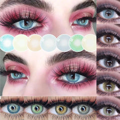 Ihomed Natural Colored Contact Lenses for Eyes 2pcs Blue Colored Contact Lens for Eyes Yearly Beautiful Makeup Contact Lense