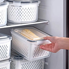 Ihomed Refrigerator Storage Box Fridge Organizer Fresh Vegetable Fruit Boxes Drain Basket Storage Containers Pantry Kitchen Organizer